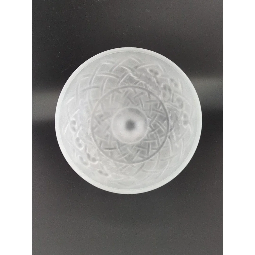 Vintage Frosted Glass Covered Cheese Dish Fruit Pattern Serving Plate w Cloche